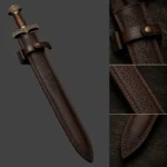 Genuine leather scabbard for the Bjorn Ironside Sword with belt loop and stitched detailing